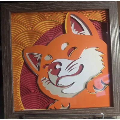 Shiba Inu Modern Style 8x8 3D Shadow Box Art