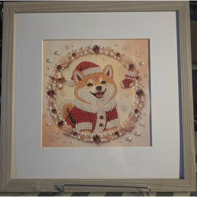Shiba Inu Santa 12x12 Framed Art