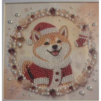 Shiba Inu Santa 12x12 Framed Art