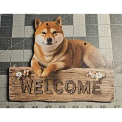 Shiba Inu Welcome Sign 8x6