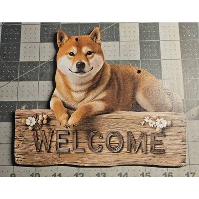 Shiba Inu Welcome Sign 8x6