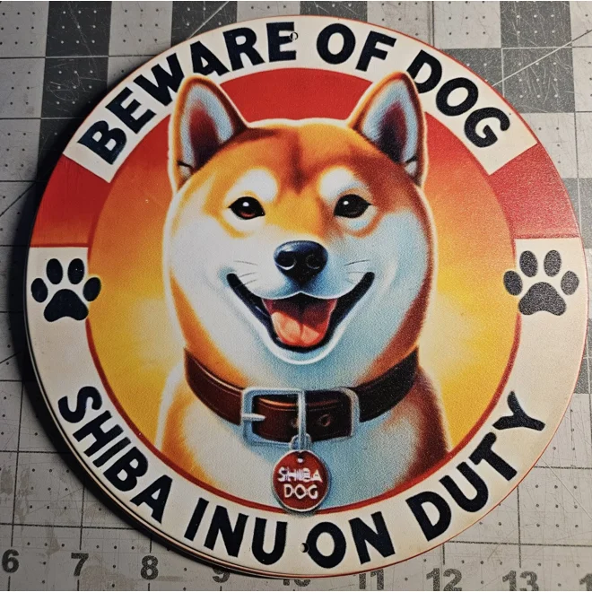 product Image for Shiba On Duty 8" Round Metal Sign