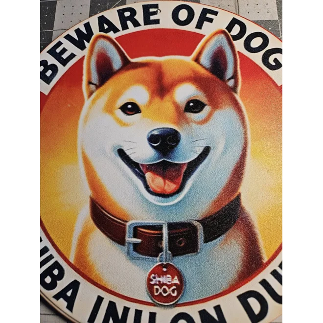 Additional Image for Shiba On Duty 8" Round Metal Sign