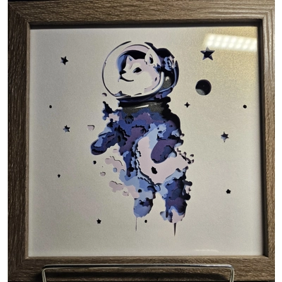 Shiba Inu Astronaut in Blues 8x8 3D Shadow Box