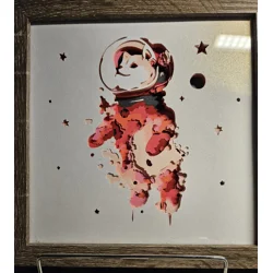 Shiba Inu Astronaut in Pinks 8x8 3D Shadow Box