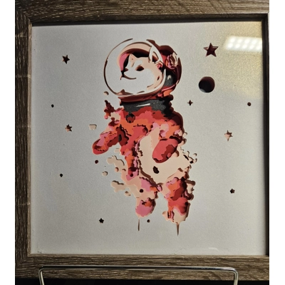 Shiba Inu Astronaut in Pinks 8x8 3D Shadow Box