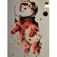 Shiba Inu Astronaut in Pinks 8x8 3D Shadow Box