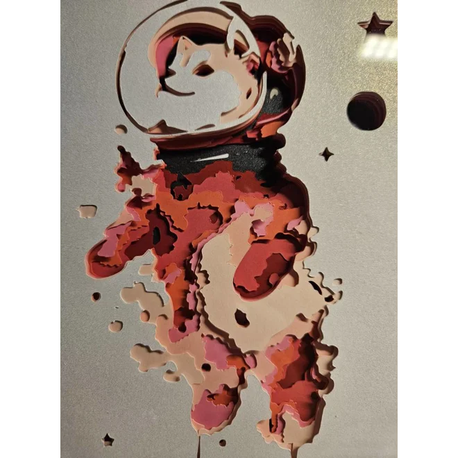 Additional Image for Shiba Inu Astronaut in Pinks 8x8 3D Shadow Box