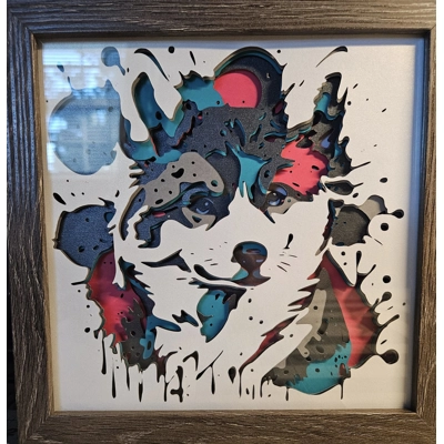 Black Shiba Inu Splash 8x8 3D Shadow Box