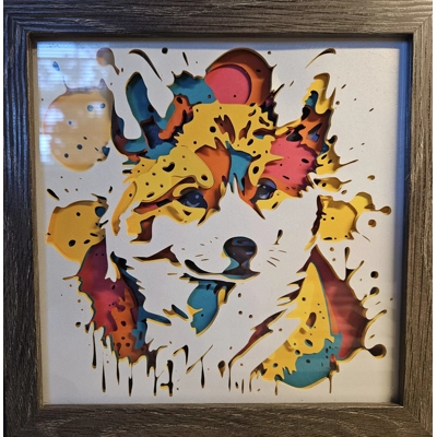 Red Shiba Inu Splash 8x8 3D Shadow Box