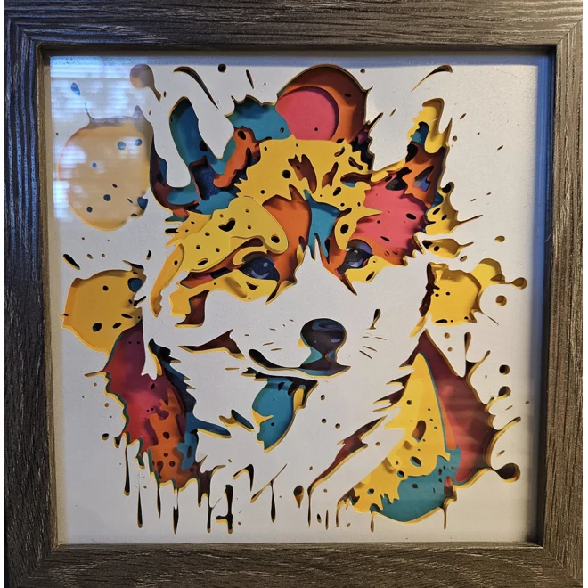 product Image for Red Shiba Inu Splash 8x8 3D Shadow Box
