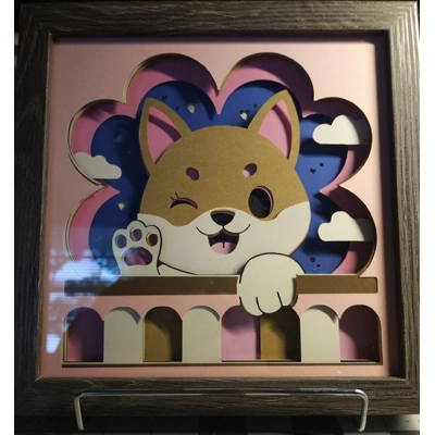 Shiba Wink 8x8 3D Shadow Box Art
