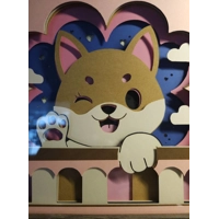 Shiba Wink 8x8 3D Shadow Box Art