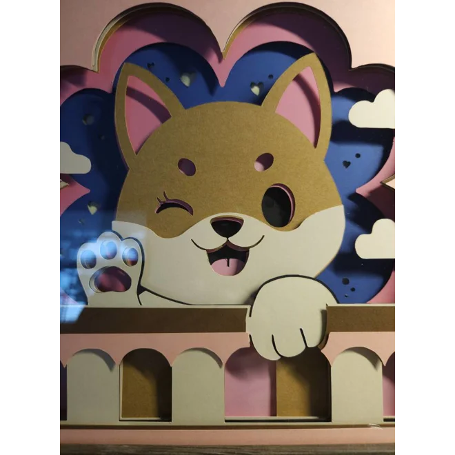 Additional Image for Shiba Wink 8x8 3D Shadow Box Art