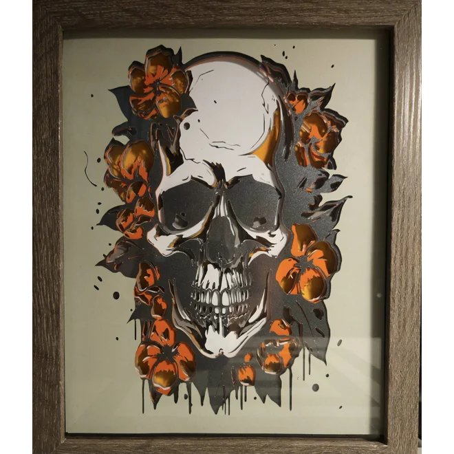 Additional Image for Skull Orange Flowers 8x10 3D Shadow Box Art