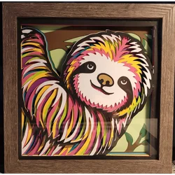 Sloth 8x8 3D Shadow Box Art