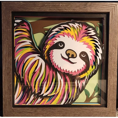 Sloth 8x8 3D Shadow Box Art
