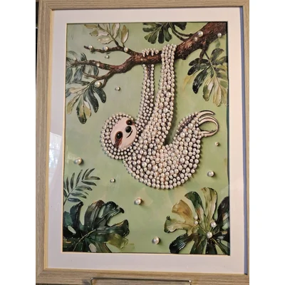 Sloth Pearls 12x16 Framed Art