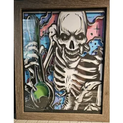 Smoking Skeleton 8x10 3D Shadow Box