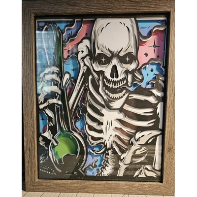 Smoking Skeleton 8x10 3D Shadow Box Smoking Skeleton 8x10 3D Shadow Box