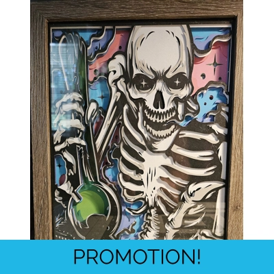 Smoking Skeleton 8x10 3D Shadow Box Smoking Skeleton 8x10 3D Shadow Box