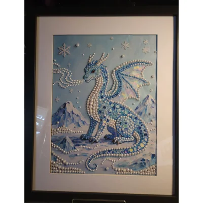 Snow Dragon 18x22 Framed Pearl Art