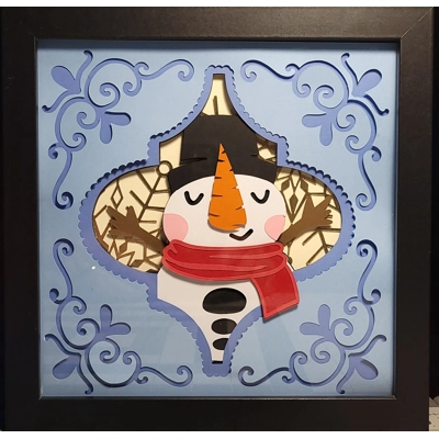 Snowman 8x8 3-D Shadow Box Art Snowman 8x8 3-D Shadow Box Art