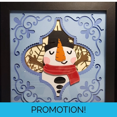 Snowman 8x8 3-D Shadow Box Art Snowman 8x8 3-D Shadow Box Art