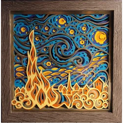 Starlight Night 8x8 3D Shadow Box Art