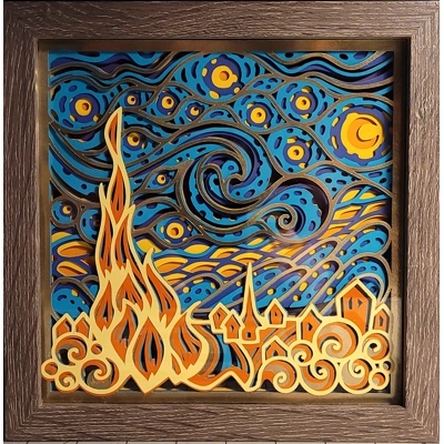 Starlight Night 8x8 3D Shadow Box Art