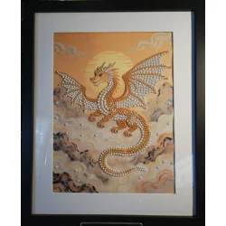 Sun Dragon Pearls 18x22 Framed Art