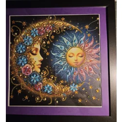 Sun & Moon 12x12 Rhinestone Framed Art