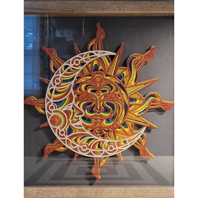 Sun Moon Rainbow Glitter 12x12 3D Shadow Box Art