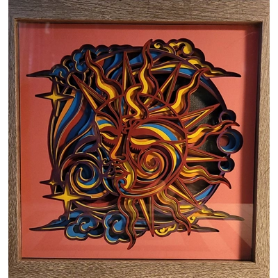 Sun Moon Kiss 9x9 3D Shadow Box Art