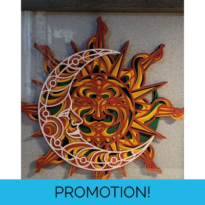 Sun Moon Rainbow Mixed Media 3D Shadow Box Art