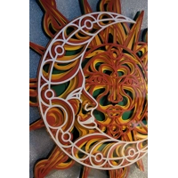 Sun Moon Rainbow Mixed Media 3D Shadow Box Art