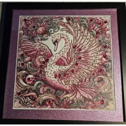 Swan 12x12 Rhinestone Framed Art