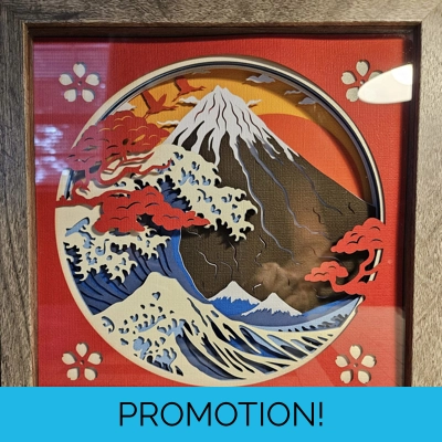 The Great Wave Inspired 9x9 3D Shadow Box Art The Great Wave Inspired 9x9 3D Shadow Box Art