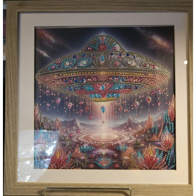 UFO 12x12 Framed Rhinestone Art UFO 12x12 Framed Rhinestone Art