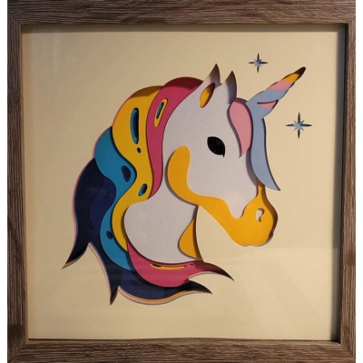 Unicorn Rainbow 8x8 3D Shadow Box Art