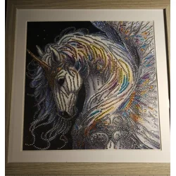 Unicorn in Pastels 12x12 Framed Rhinestone Art