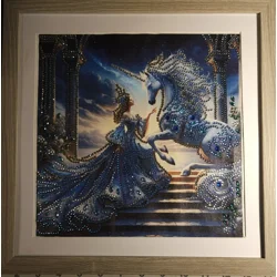 Unicorn Princess 12x12 Framed Rhinestone Art