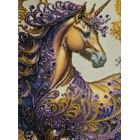 Unicorn Purple and Gold 12x12 Framed Rhinestone Art