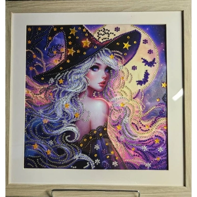 Moonlight Witch 12x12 Framed Rhinestone Art
