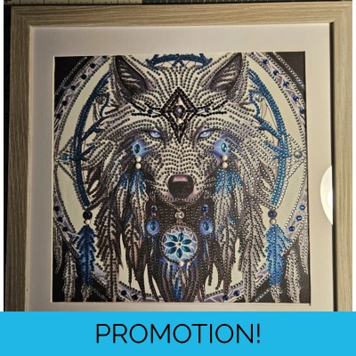 Wolf Dreamcatcher 12x12 Framed Rhinestone Art Wolf Dreamcatcher 12x12 Framed Rhinestone Art