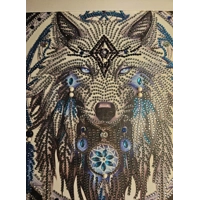 Wolf Dreamcatcher 12x12 Framed Rhinestone Art