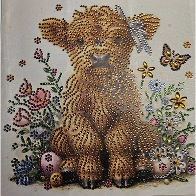 Wooly Cow Flowers 12x12 Framed Rhinestone Art