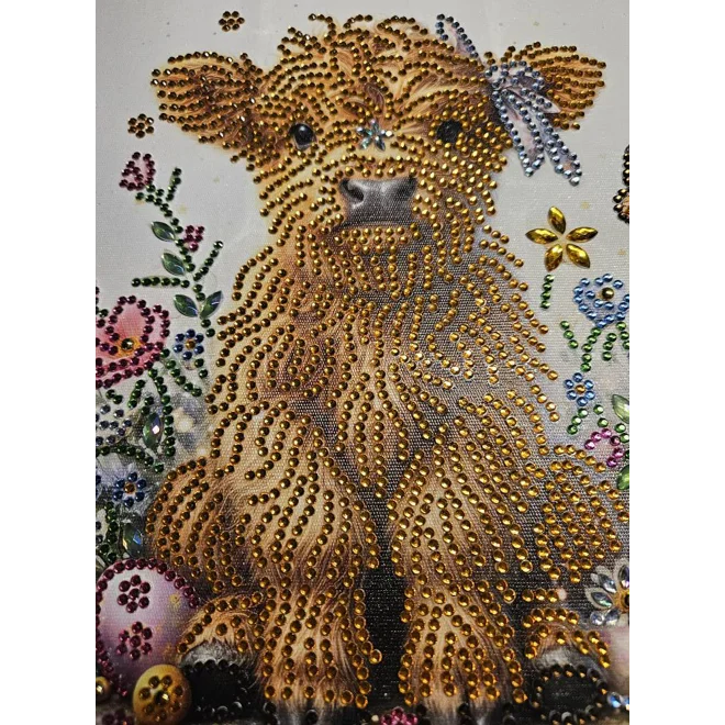 Additional Image for Wooly Cow Flowers 12x12 Framed Rhinestone Art