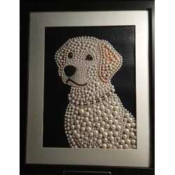 Yellow Labrador Retriever Pearls 18x22 Framed Art