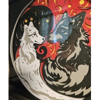 Yin Yang Dogs 9x9 3D Shadow Box Art